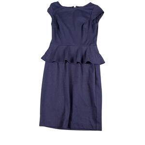 Chaps Women's Navy Blue Peplum Dress Size 4 Sleeveless Professional *